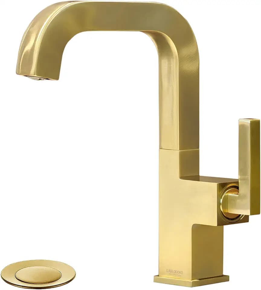 Lava Odoro Gold Bathroom Faucet Single Handle, Solid Brass Bath Faucet