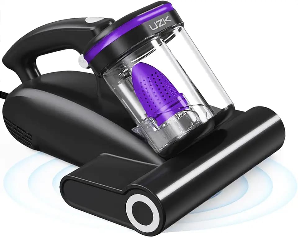 Bed Vacuum Cleaner Mattress Vacuum Cleaner,16Kpa Powerful Handheld Vacuums with UV-C Light & Double Dust Cup & High Heating & Ultrasonic & HEPA Filter for Bed Sofa(Corded,Midnight Purple)