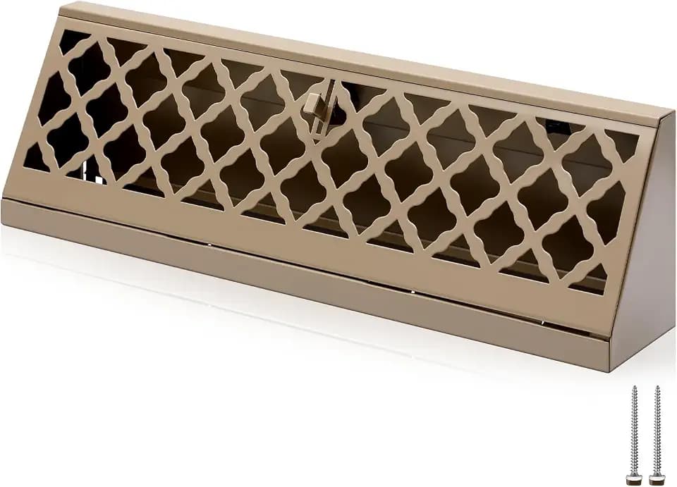 Blulu 1 Pcs 15 Inch Baseboard Register Duct Opening Size Modern Design Vent Covers for Home Floor Wall Baseboard Air Covers Supply Floor Diffuser Including Screws (Brown)