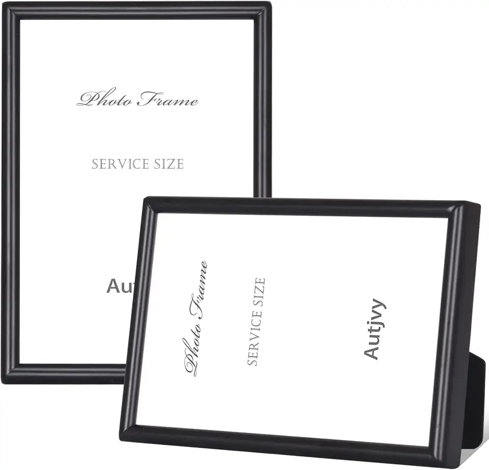 3.5x5 Matte Black Aluminum Picture Frame 2 Pack HD Glass Wall & Tabletop