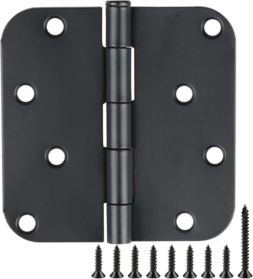 TDCHINGES 12 Pack Matte Black Door Hinges 4 Inch 5/8" Radius Interior Room