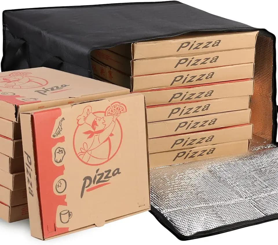 musbus Pizza Carrier Insulated Bags Large for Deliveries, Insulated Pizza Carrier Delivery Bag 20 x 20 inch inches Food Bag for Personal and Professional Use (Black), Black, 20W x 20D x 14H, Modern