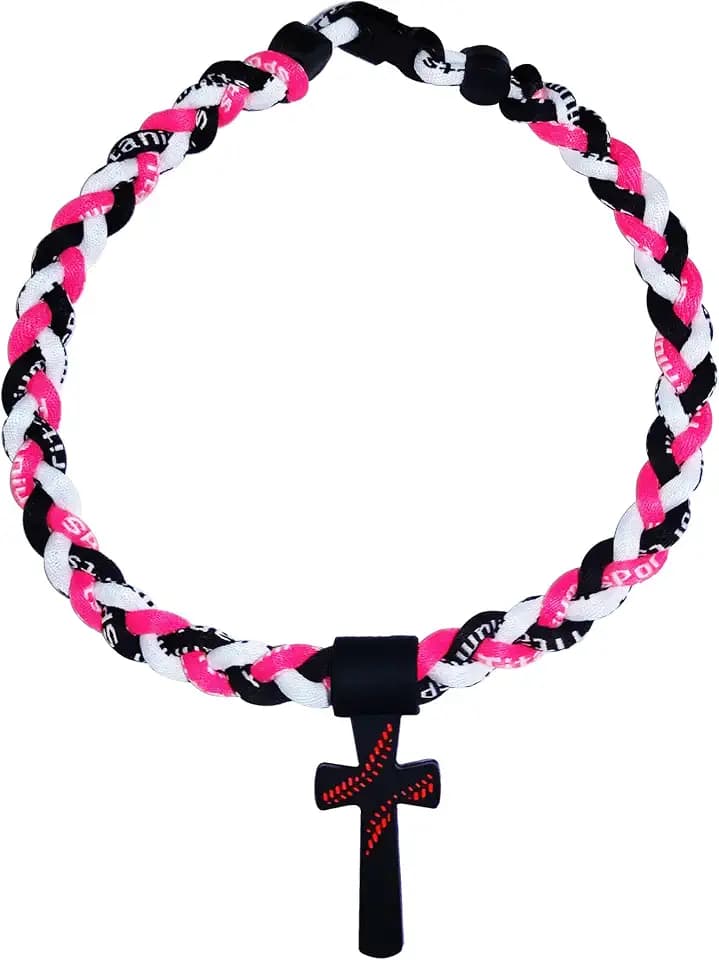Baseball Rope Necklace with Silicone Cross Triple Rope Baseball Necklace with Cross