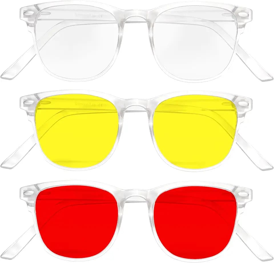 Blaulichtfilter Brille Herren und Damen Satz 3 Rote, Gelbe Blaulichtfilter Brille Damen Blue Light Glasses Blaulicht Brille Blaufilter Brille Herren Blaufilter Brille Damen Brille Mit Blaulichtfilter