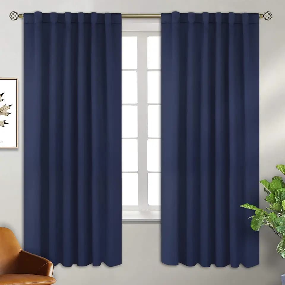 BGment 72 inch Blackout Curtains, 2 Window Panels, 52 x 72 Inch, Navy Blue