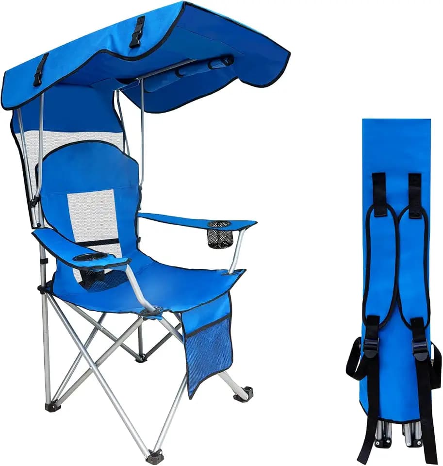 Camping Chair with Canopy Shade, Portable Folding Chair