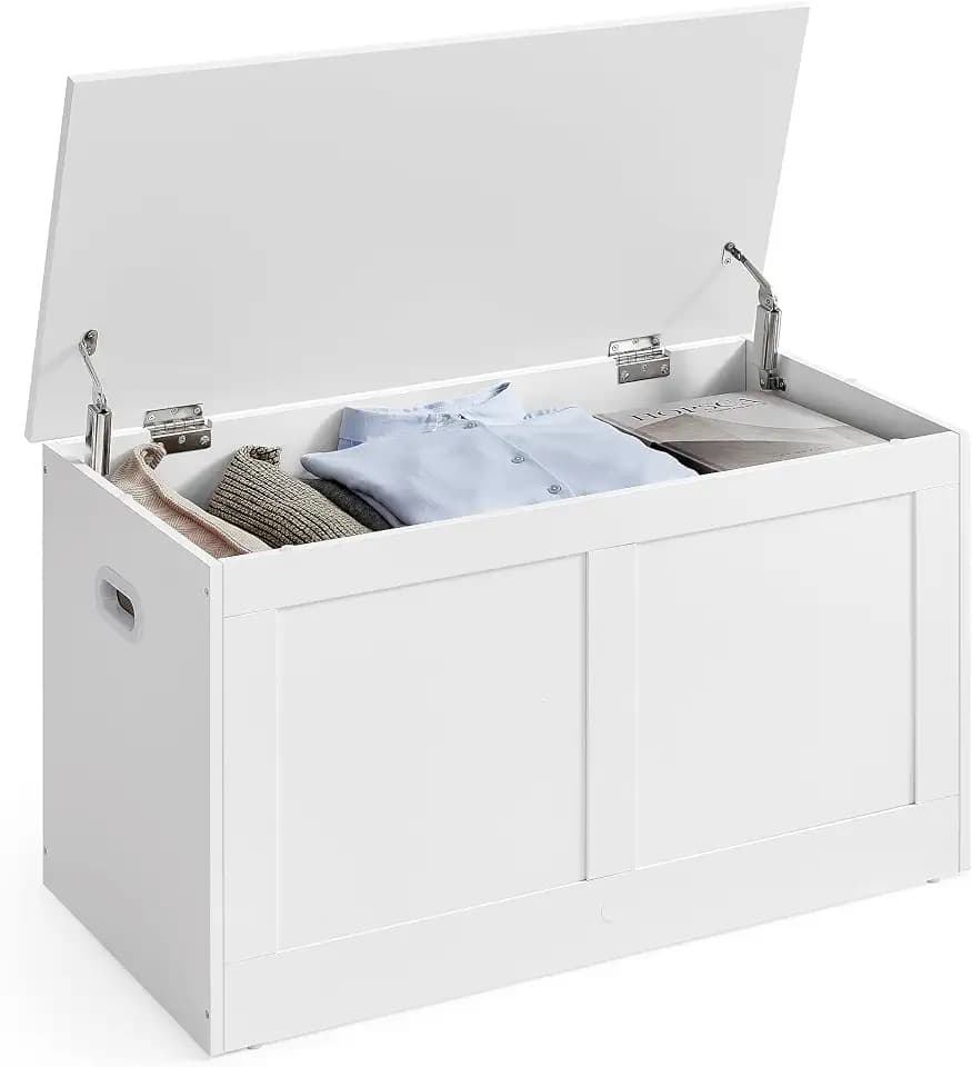 VASAGLE Storage Chest with 2 Safety Hinges, 15.7 x 31.5 x 18.3 Inches
