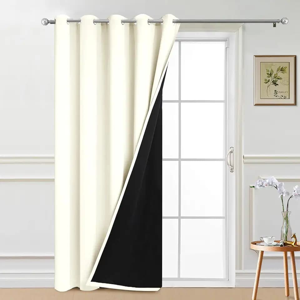 Yakamok Cream 100% Blackout Patio Door Curtain Panels W70 x L84,1 Panel