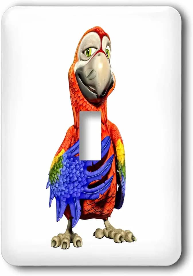 3dRose Scarlet Macaw Cartoon Parrot Aww Shucks single toggle switch