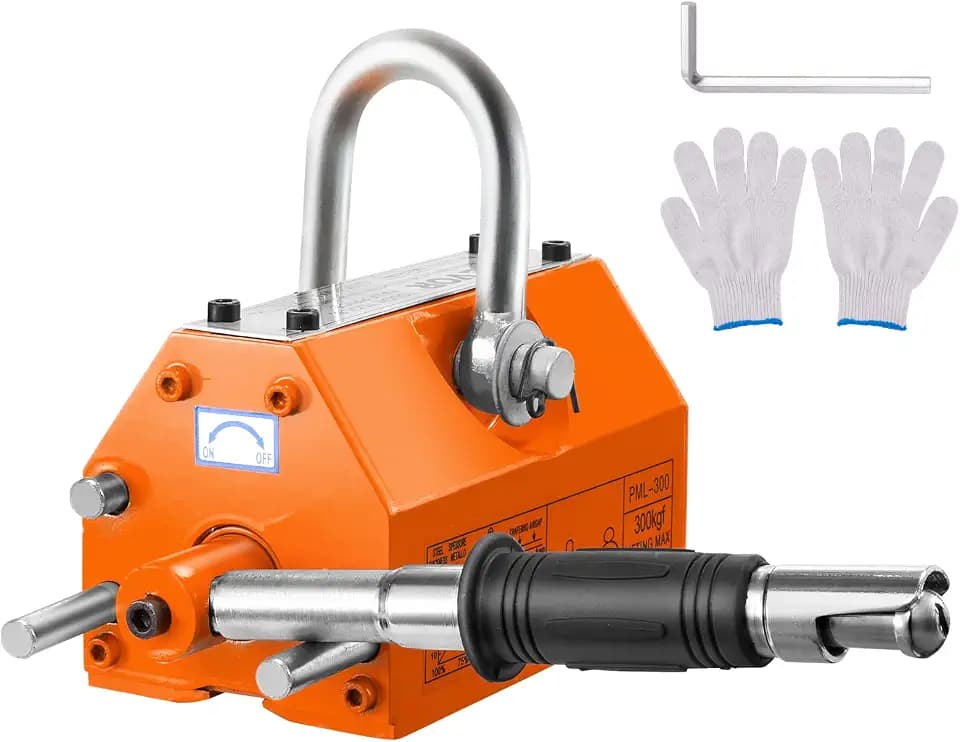 VEVOR Lasthebemagnet Kranmagnet (300 kg Tragfähigkeit, 750 kg Zugkraft, -40 bis 80 ℃), 10 Stk. Magnete Handgesteuertes Gabelanheben Magnetlifter Magnetheber Gelb Neodymium Lifting Magnet Werkzeug