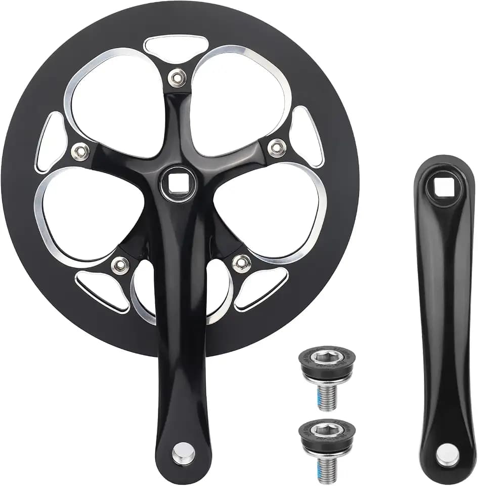 ZUKKA Bicycle Crankset 42/46/52 Teeth Aluminum Alloy Crankset with Double Chain Cover 170mm Arm for MTB Mountain Bike Compatible with 6/7/8/9/10 Speeds Bike Square Type