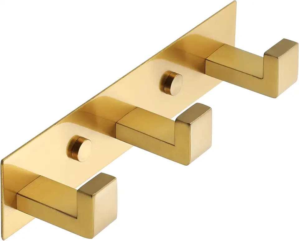 Alise Gold Coat Hooks Hat and Coat Rack with 3 Hooks Wall Mounted