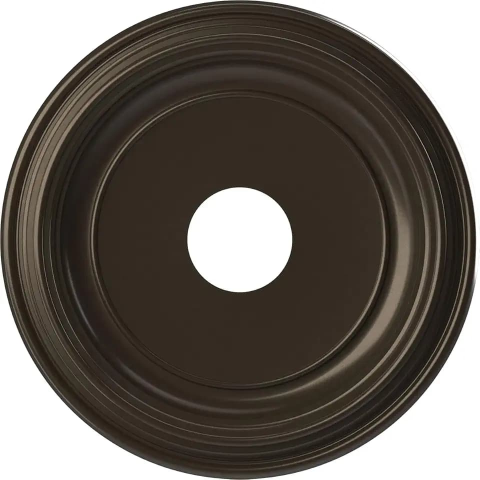 Ekena Millwork 16"OD x 3 1/2"ID x 1 3/8"P Traditional Thermoformed PVC Ceiling Medallion (Fits Canopies up to 9 1/2"), Metallic Dark Bronze