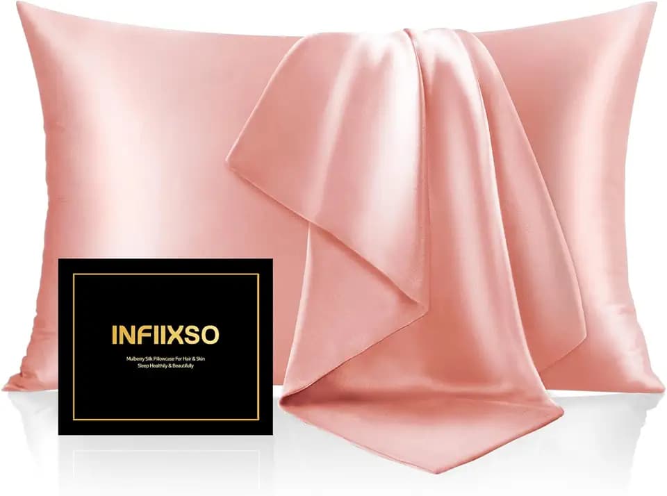 INFIIXSO Mulberry Silk Pillow Cases Standard Size with Zipper, Blush Pink