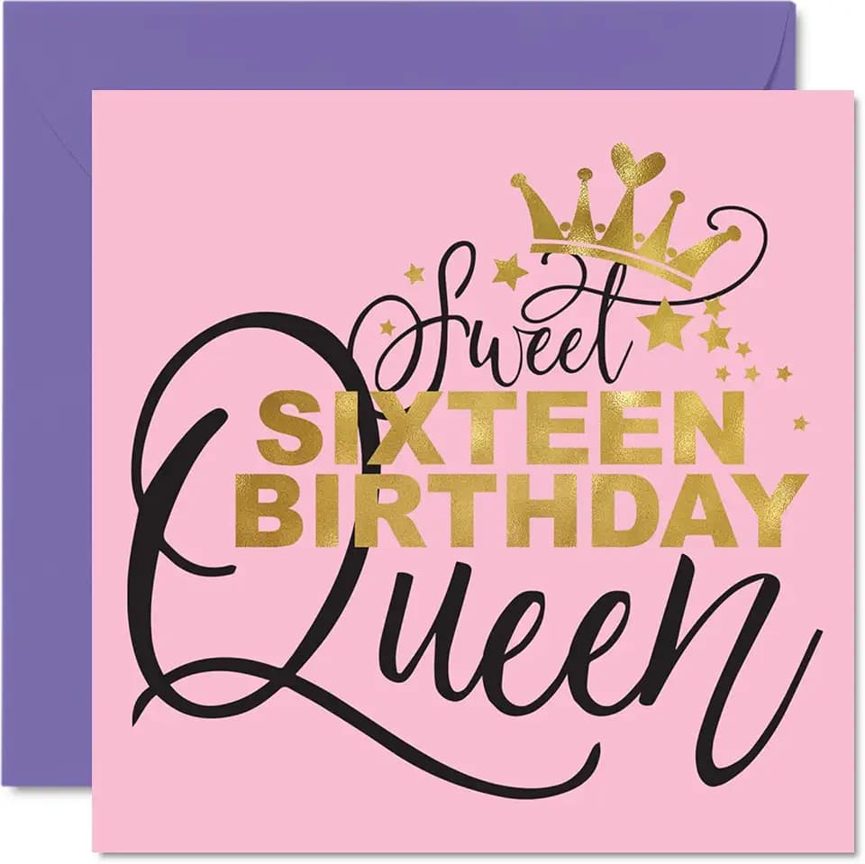 Geburtstagskarte zum 16. Geburtstag für Mädchen und Sie, Sweet 16 Queen