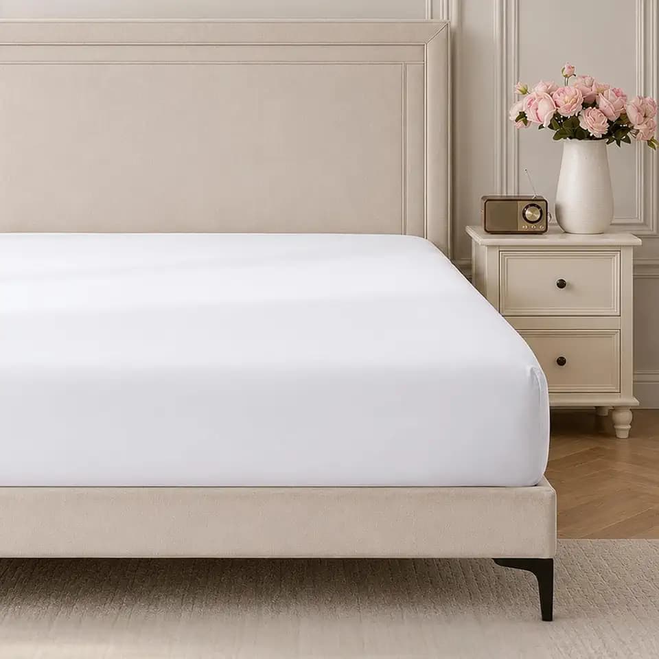 White Queen Fitted Sheet, Soft and Breathable for Sleeping, Cooling Fitted Sheets, 16“ Deep Pocket, 1 Pack (White, Queen Size)
