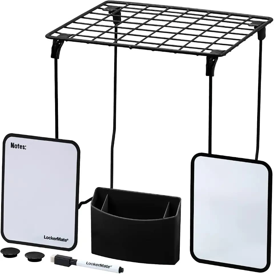 LockerMate by Bostitch Locker Kit, Shelf, Mirror, 7-Piece, Black