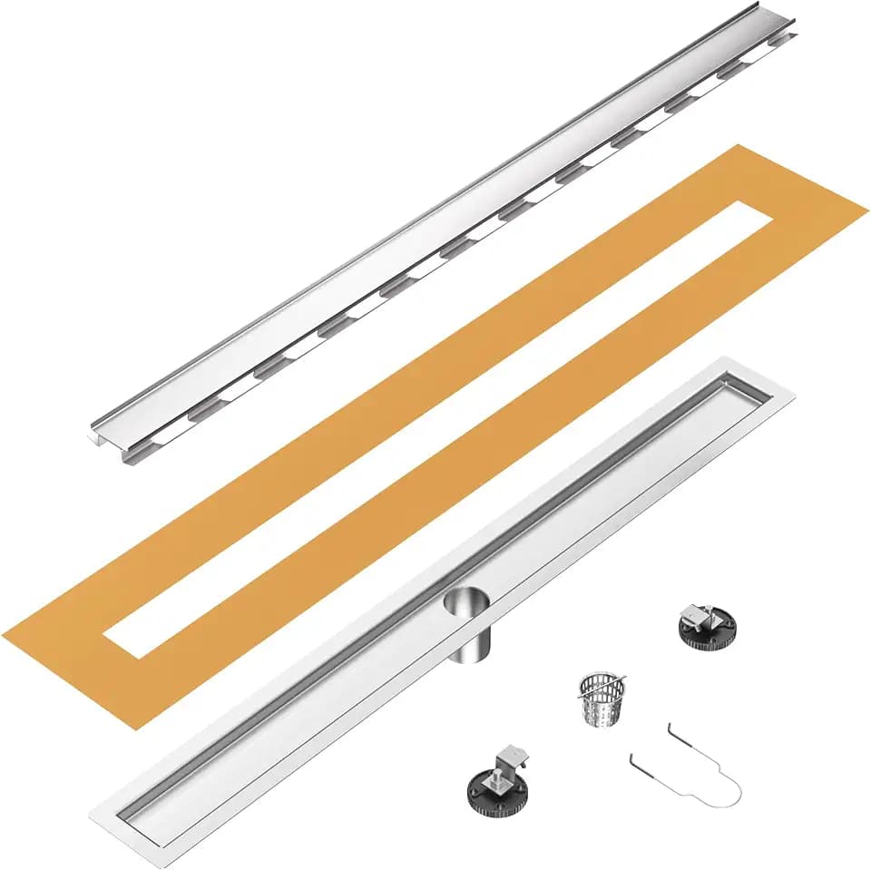 24 inch Linear Shower Drain with Tile Insert Grate Cover