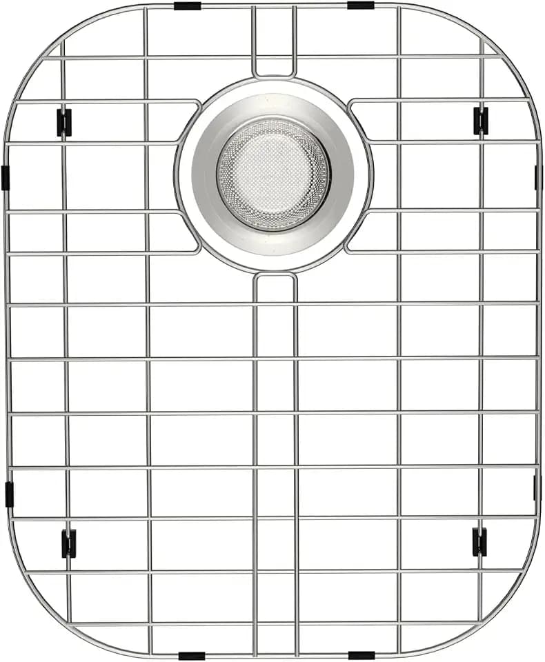 Slideep Sink Protectors for Kitchen with Sink Strainer, Sink Grate for Bottom 16''x13'', Stainless Steel Sink Bottom Grid Rear Drain Hole
