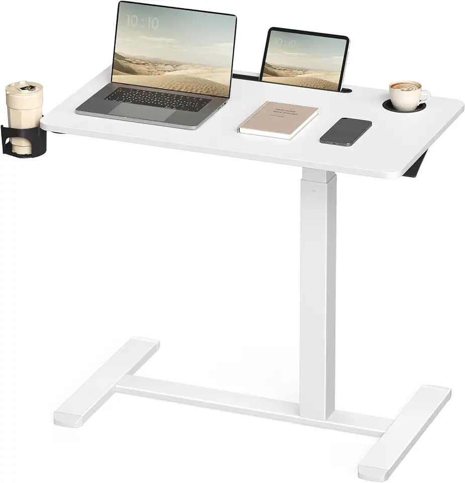 VASAGLE Overbed Table with Wheels, Mobile Laptop Standing Desk, 31.5 Inch