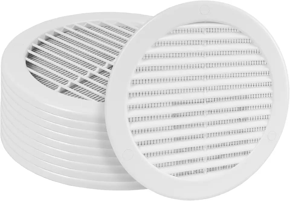 10-Pack 6" Round Air Vent Cover – White Plastic Soffit Air Vent Deflector with Screen Mesh/Surface Mount Wall, Ceiling – Cold air Return Vent Cover - Airflow Register Indoor Outdoor