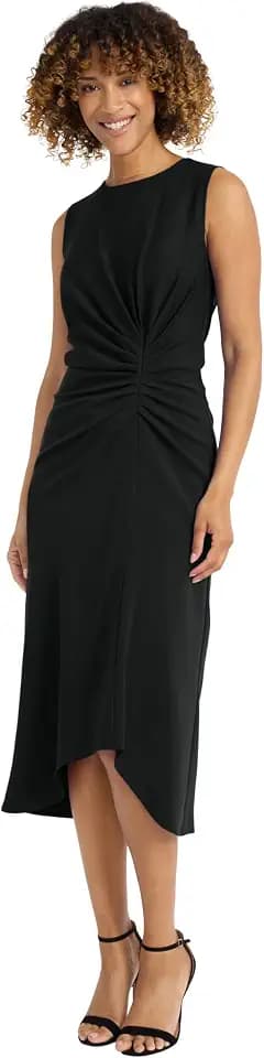 Maggy London Women's Sleeveless Midi Dress - High-Low Hem, Round Neckline - Casual Work Dresses for Women