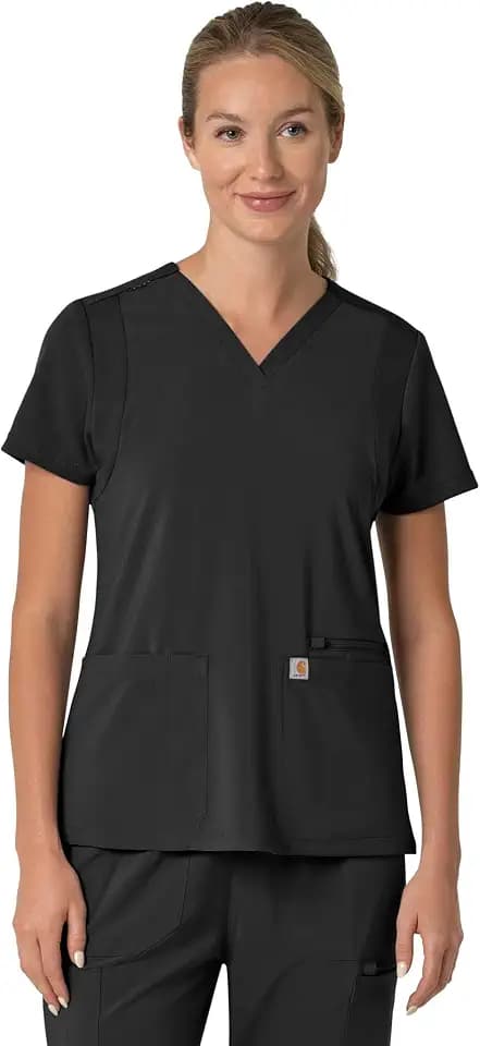 Carhartt Scrubs for Women Force Cross-Flex Panel V-Neck Tops with 3 Pockets