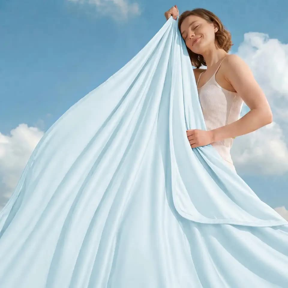 GOHERO Cooling Blanket Queen - Arc-Chill Q-Max >0.5 Cool Summer Blanket for Hot Sleepers - Double Design Lightweight Blanket Absorbs Heat to Keep Cool on Warm Nights(90"x90") Blue