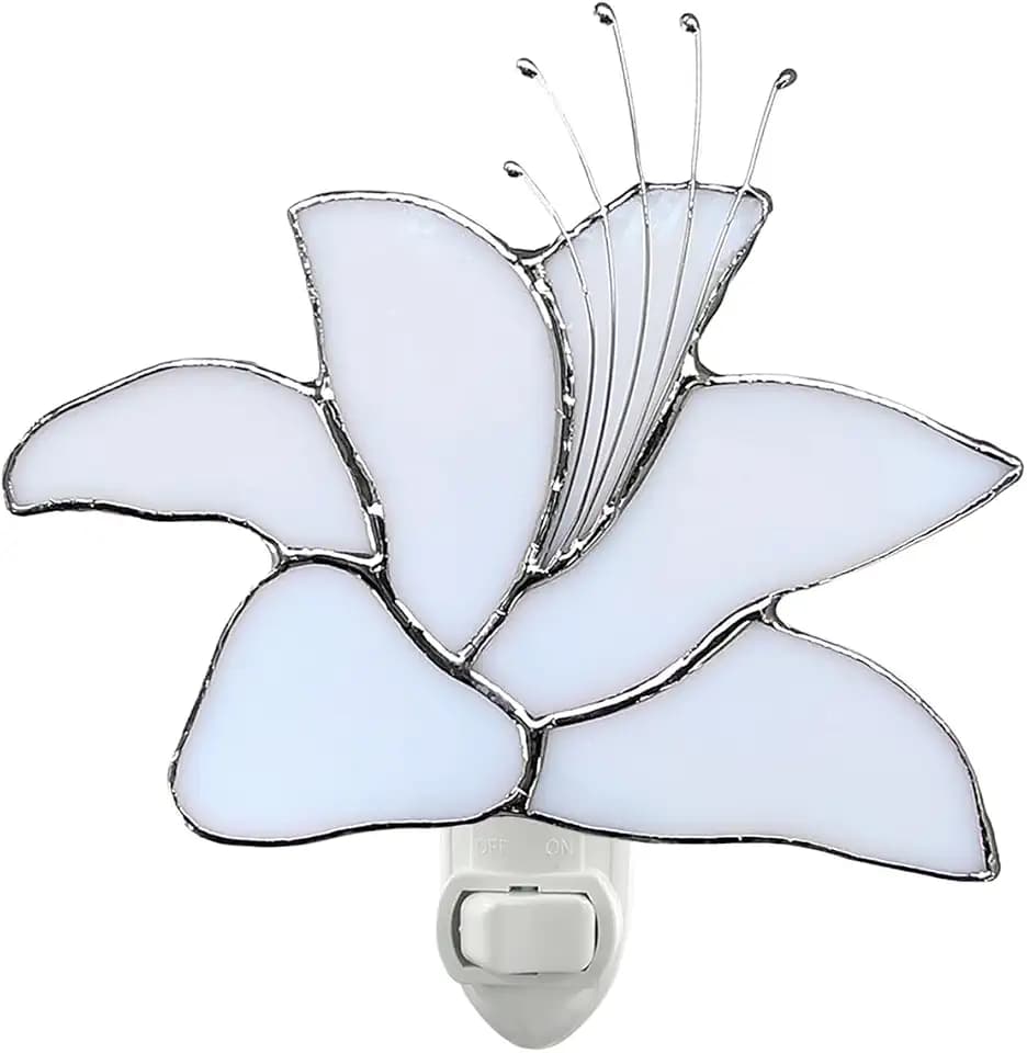 CHEZBABY Stained Glass Lily Plug-in Night Light