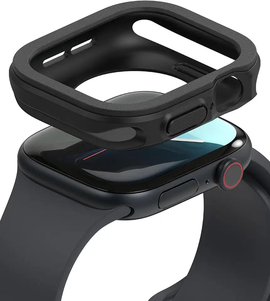 Ringke Air Sports Kompatibel mit Apple Watch 11/10 46mm Schutzhülle, Weich Flexibel Robuster Stoßfester TPU Bumper Erhöhtes Rand-Rahmen Schutzknopf Hülle - Black