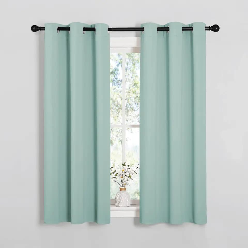 NICETOWN Aqua Blackout Curtains for Loft 34" Wide x 54" Long 2 Panels
