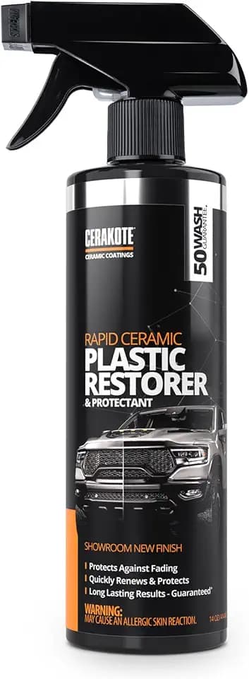 CERAKOTE Rapid Ceramic Plastic Restorer and Protectant - Protects New Trim - Restores Faded Plastic - Quick and Easy Application - Non-Greasy Finish - Ceramic Spray Coating for Cars and Trucks