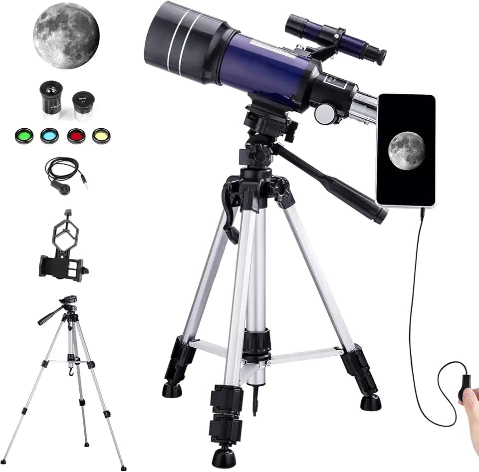 BEBANG Teleskop für Kinder Erwachsene Anfänger, 70 mm Professionelles Astronomie Refraktor Teleskop mit Verstellbarem Stativ