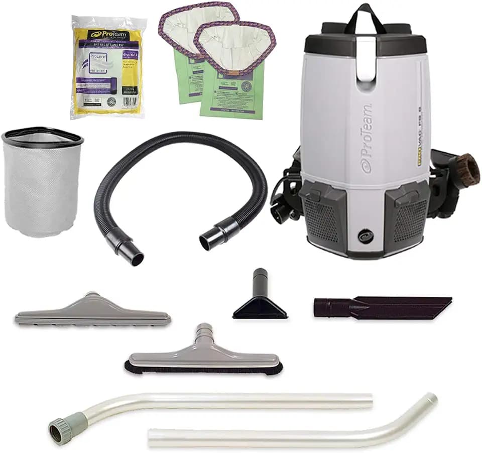 ProTeam Backpack Vacuums, ProVac FS 6 Commercial Backpack Vacuum with HEPA Media Filtration and Restaurant Tool Kit, 6 Quart, Corded