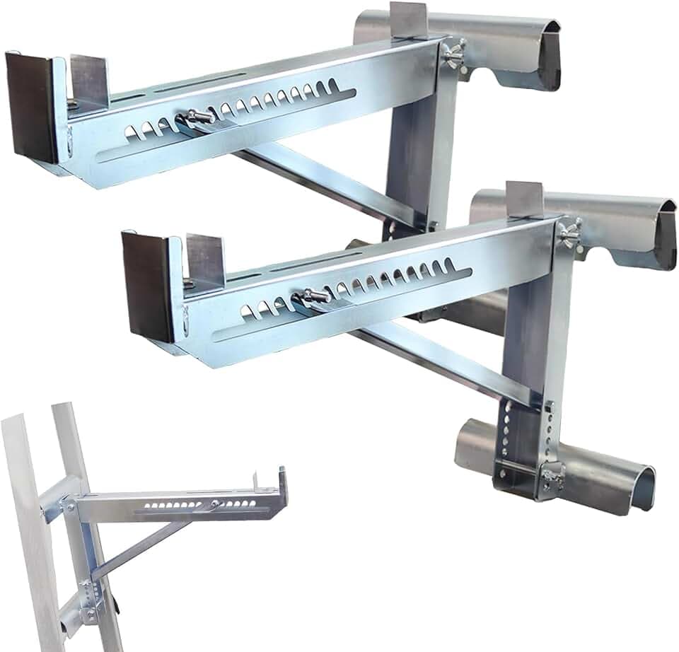 Ladder Jacks Bracket Extension - Adjustable Extension Scaffold Ladder Jack 2 Pack for Working 20 inch Stage, Silver