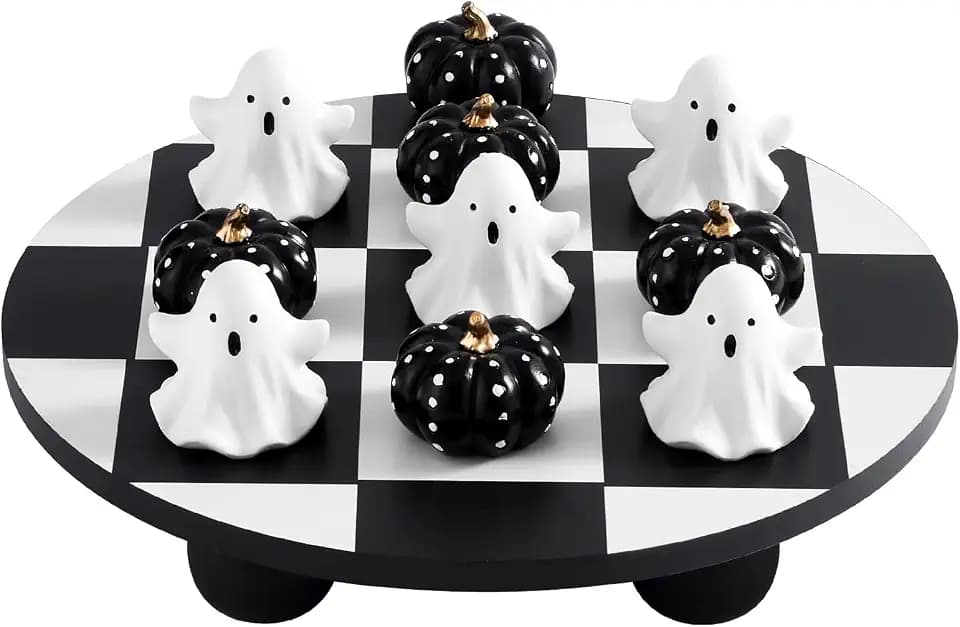 WDS WONDROUS Halloween Decor Tic Tac Toe Game Set with Pumpkin Ghost Pieces