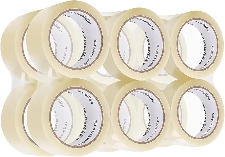 Amazon Basics Strong Packing Tape for Moving, Packaging, Shipping and Storing, Clear, 2 in x 60 yards, 2.7mil Thickness, 12-Roll