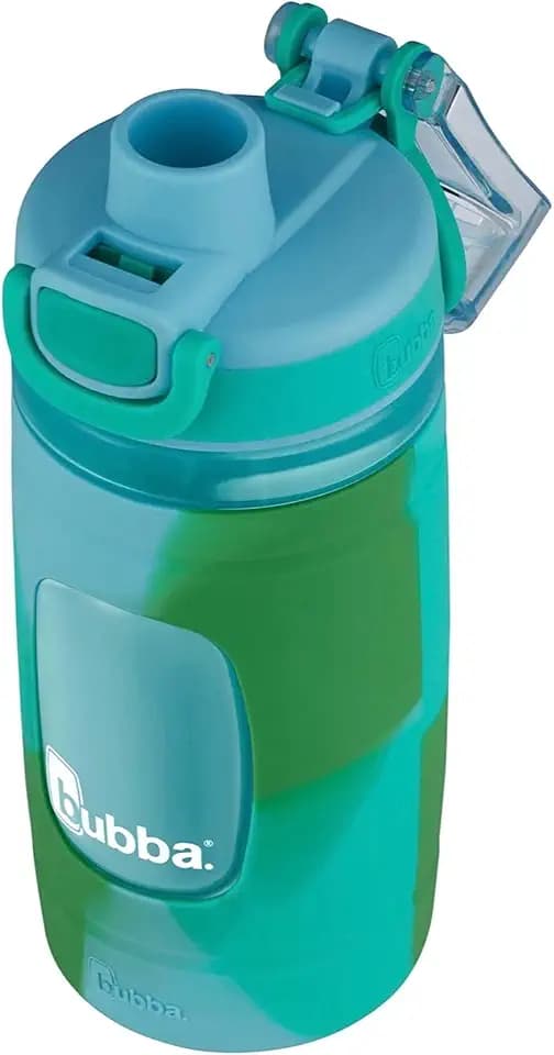 Bubba Flo Kids Water Bottle with Silicone Sleeve, 16oz., Rock Candy and Kiwi