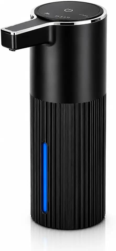 Touchless Automatic Soap Dispenser, Rechargeable Hands-Free Hand Soap Dispenser with Infrared Sensor, 4 Dispensing Modes, LCD Display, IPX5 Waterproof, 400ml for Bathroom & Kitchen – Black | SAVAFI