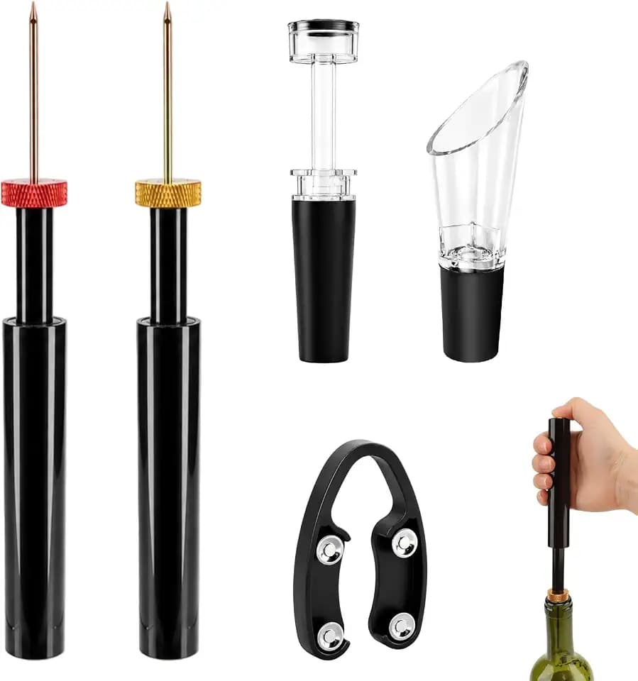 2 Pack Air Pressure Wine Opener, Needle Air Pump Cork Remover, Portable Manual Wine Bottle Opener, Effortless No-Pull Opening Tool for Home, Restaurant, Party, Picnic & Travel