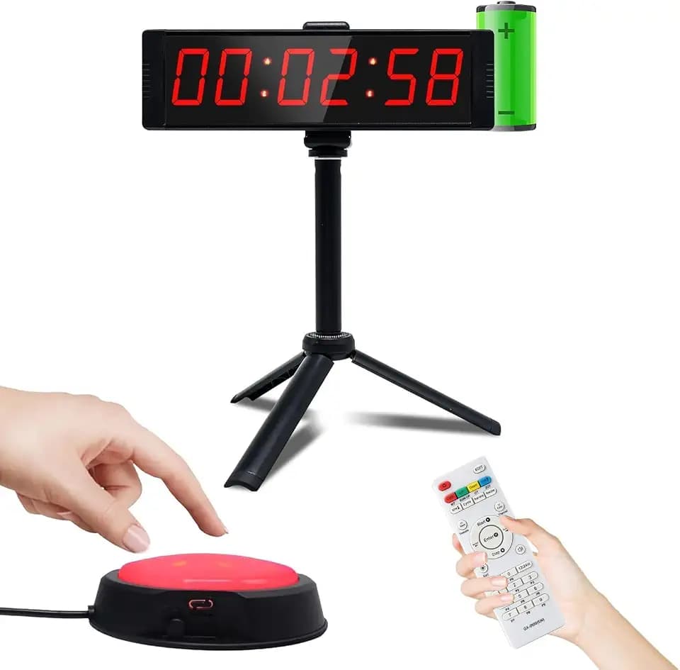 Large Stopwatch with Start/Stop Button, LED Digital Timer with Remote, Countdown Clock with Buzzer, Gym Clock for Home Gym, Interval Timer for Workout, Rechargeable (with Stand)