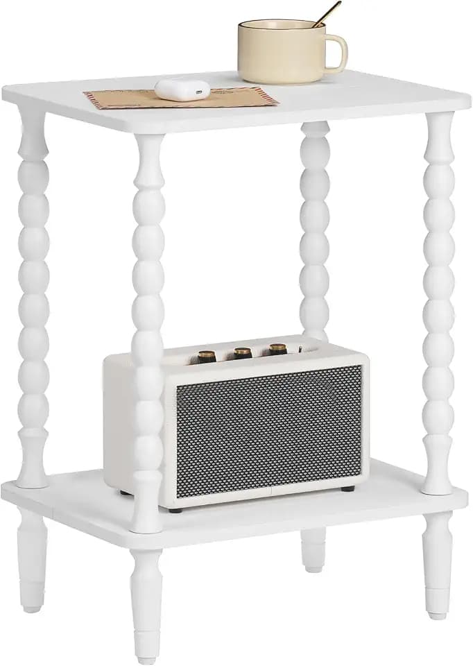 HOOBRO End Table, 2-Tier Small Side Table with Spindle Legs