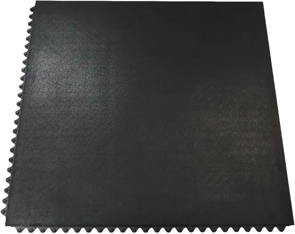 Rubber-Cal Revolution Interlocking Rubber Floor - 12mm x 36 in x 36 in Rubber Tiles - Black - 1 Pack