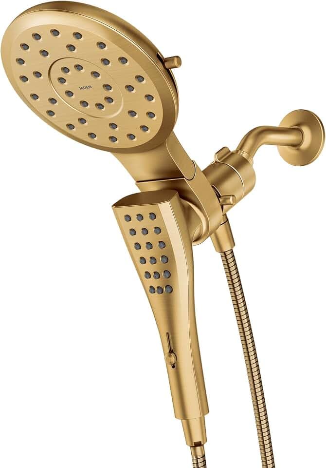Moen Verso Brushed Gold Eight-Function Eco Performance 7" Wide Spray Shower Head and Detachable Handshower Combo with 72" Hose, 220C3EPBG