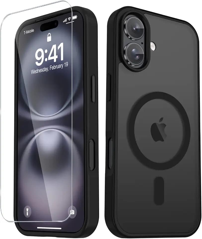 YENAPOON for iPhone 17 Case, Matte Magnetic Phone Cover, Black