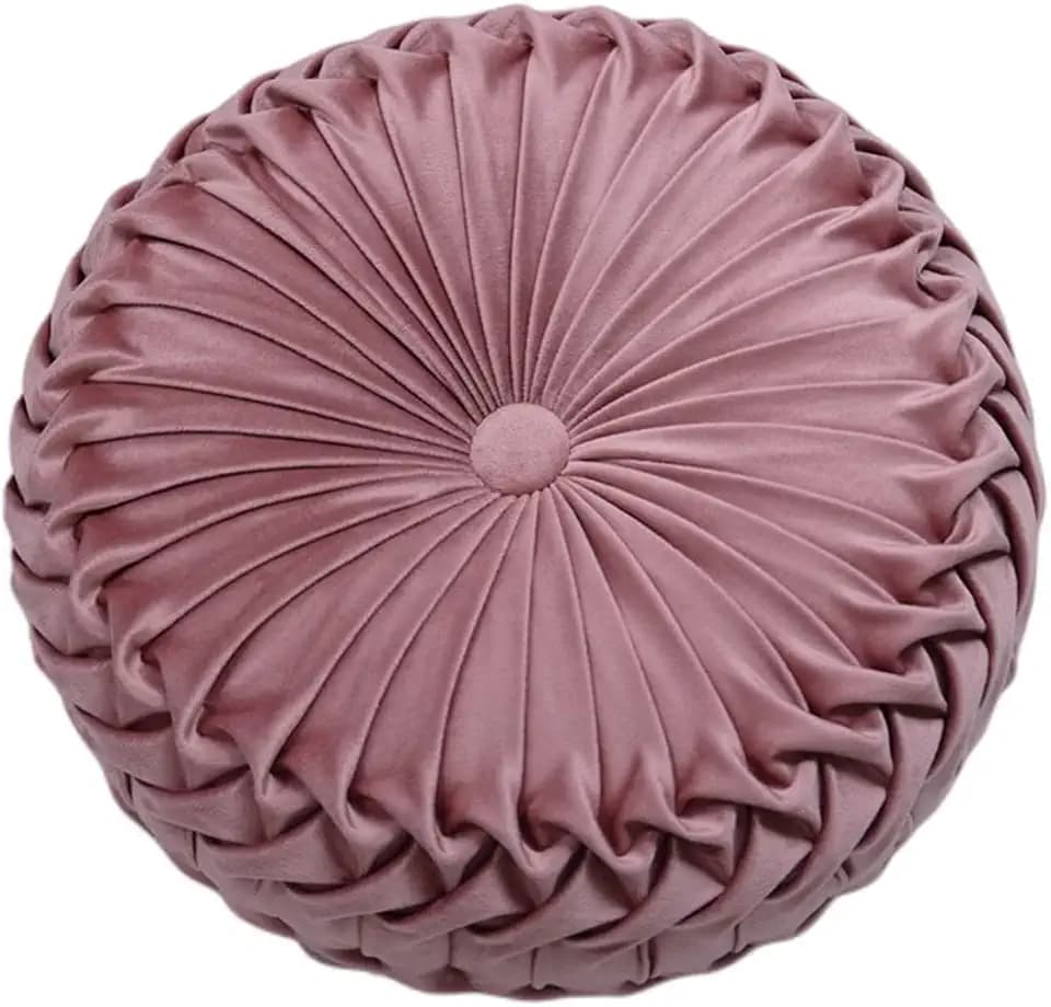 Baiyuruodie Round Velvet Pillow, Sofa Bed Bedroom Decorative Throw Pillow (38cm, Dark Pink)