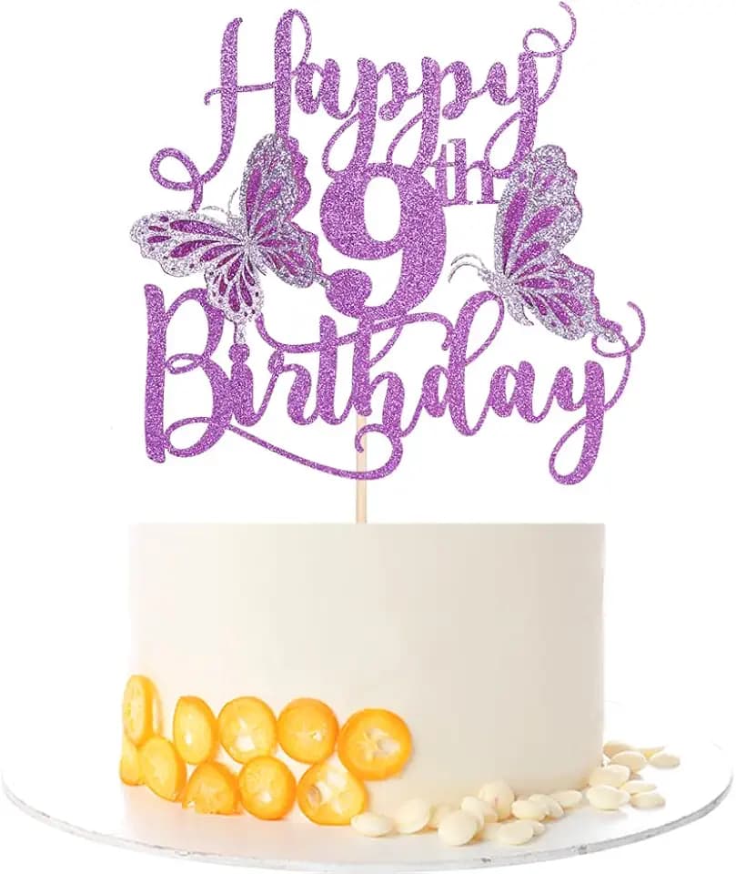 Kaoenla 3D Butterfly Happy 9th Birthday Cake Topper
