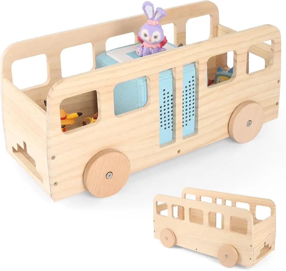 Wooden Bus for TonieBox 1/2 Organizer Shelf Storage for Tonies Figures