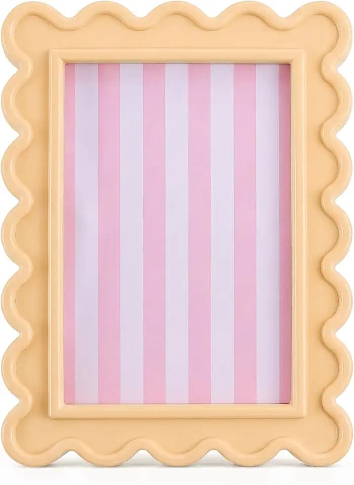 AceOrbit 4x6 Inches Pale Yellow Flower Wavy Scalloped Picture Frame Cute