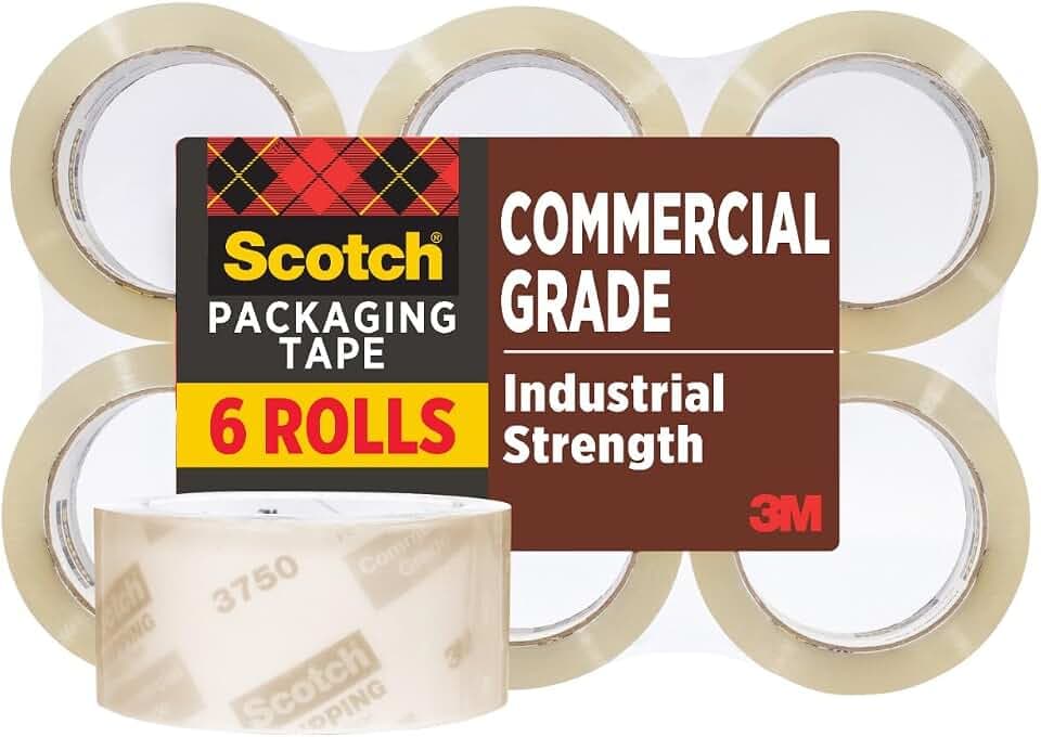 Scotch Commercial Grade Packing Tape, 1.88 in x 54.6 yd, 6 Rolls